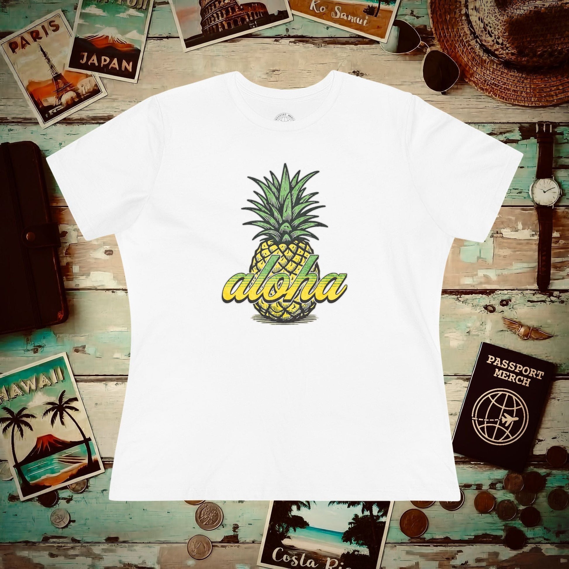 Maui Pineapple Aloha Hawaii, Womens Fit T-Shirt White / S