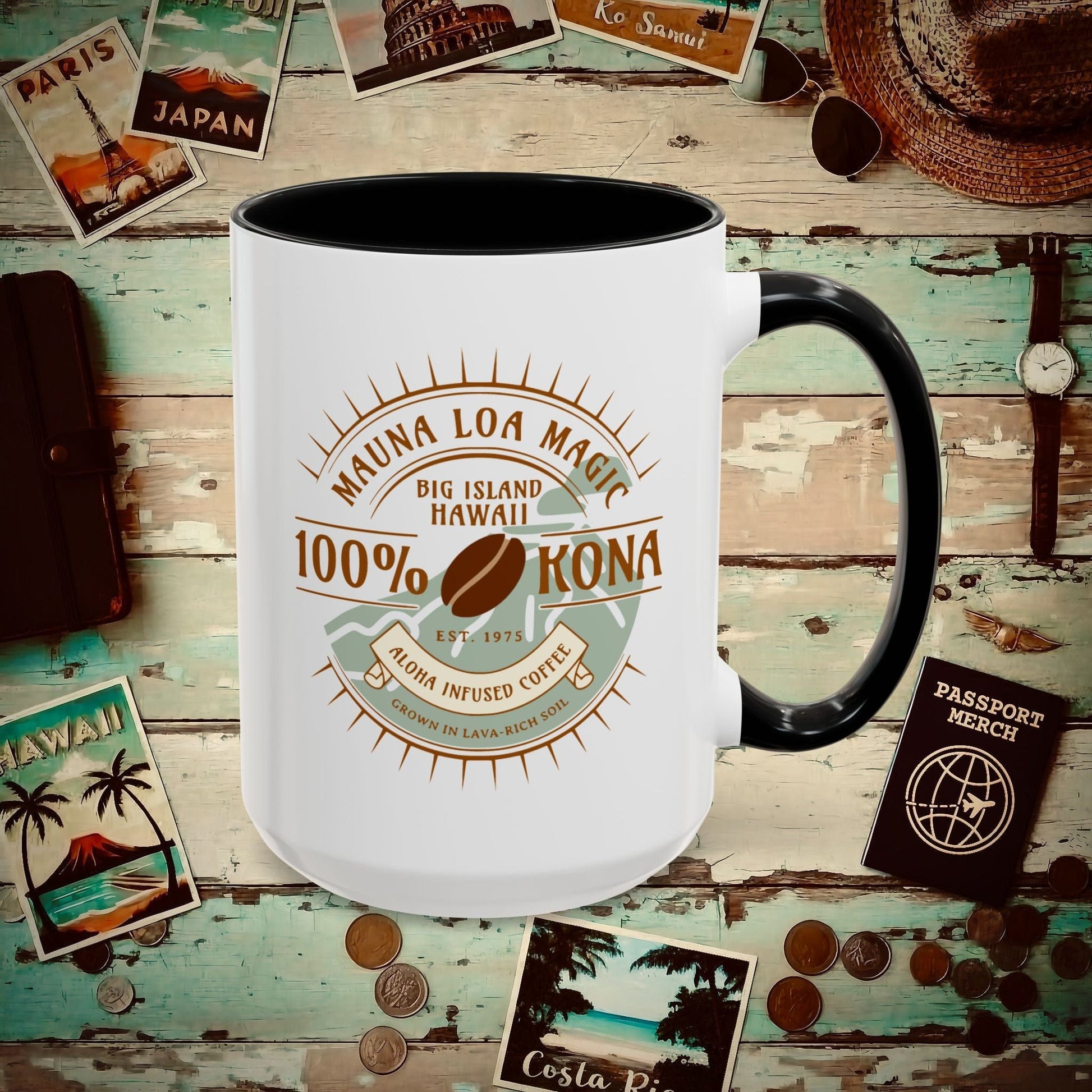 Mauna Loa Magic Kona Coffee Hawaii 15oz Mug Black / 15oz
