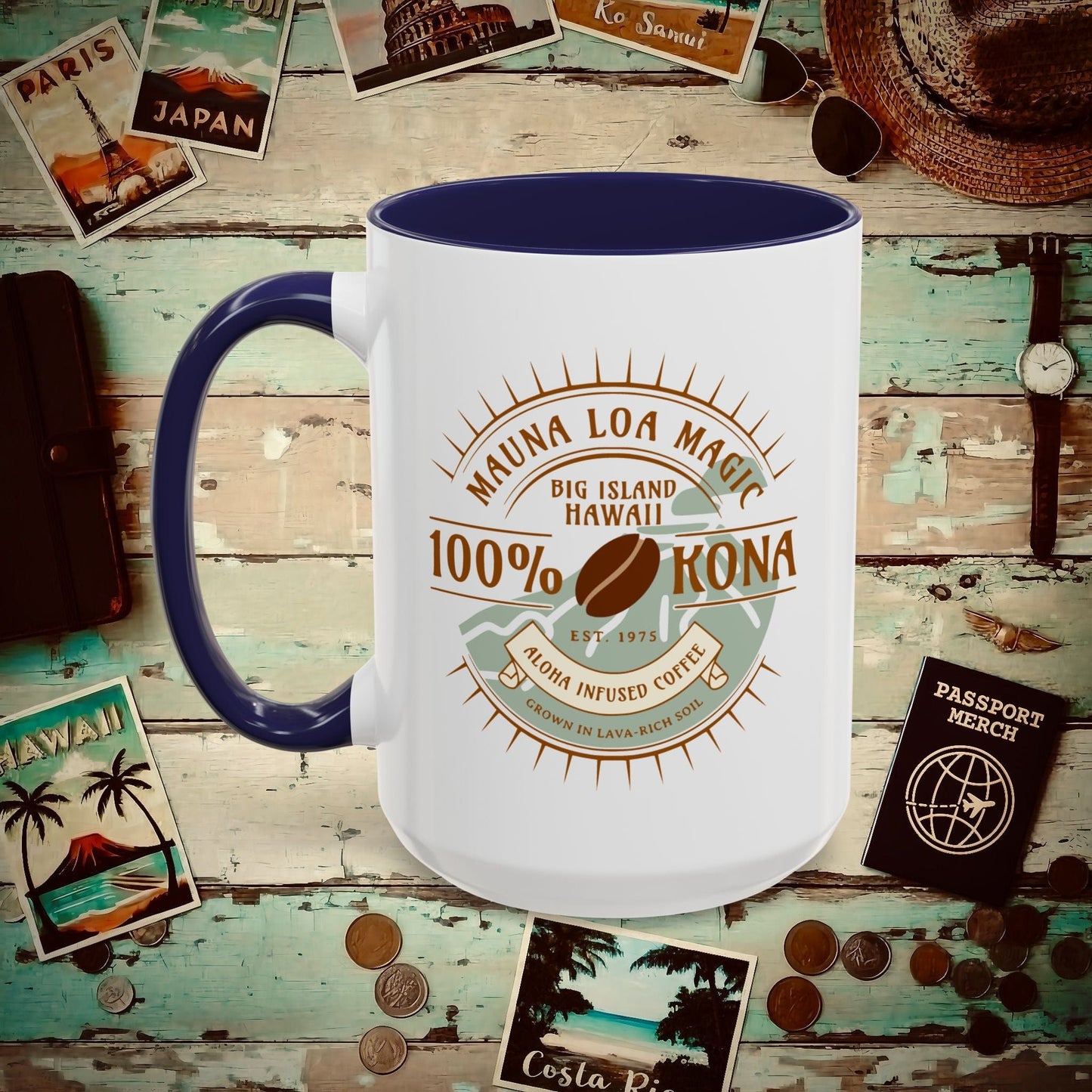 Mauna Loa Magic Kona Coffee Hawaii 15oz Mug Navy / 15oz