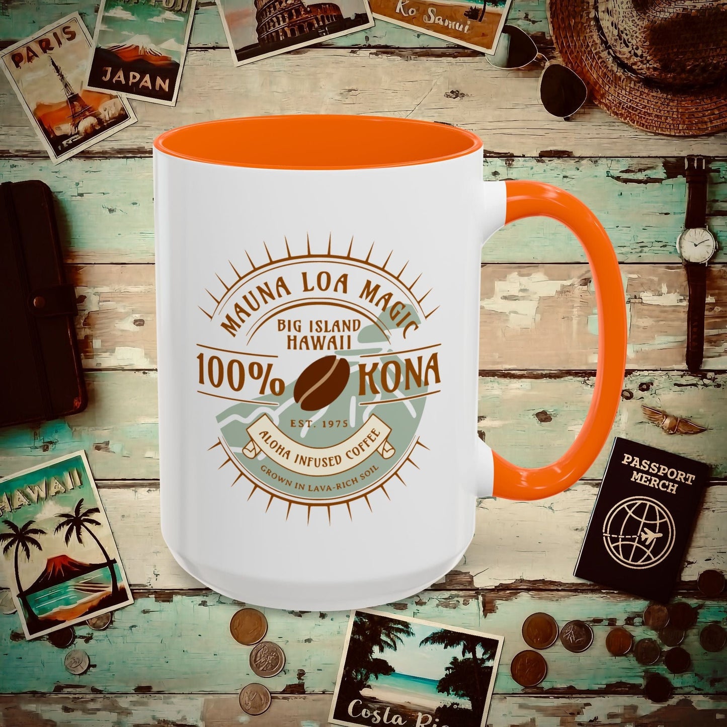 Mauna Loa Magic Kona Coffee Hawaii 15oz Mug Orange / 15oz