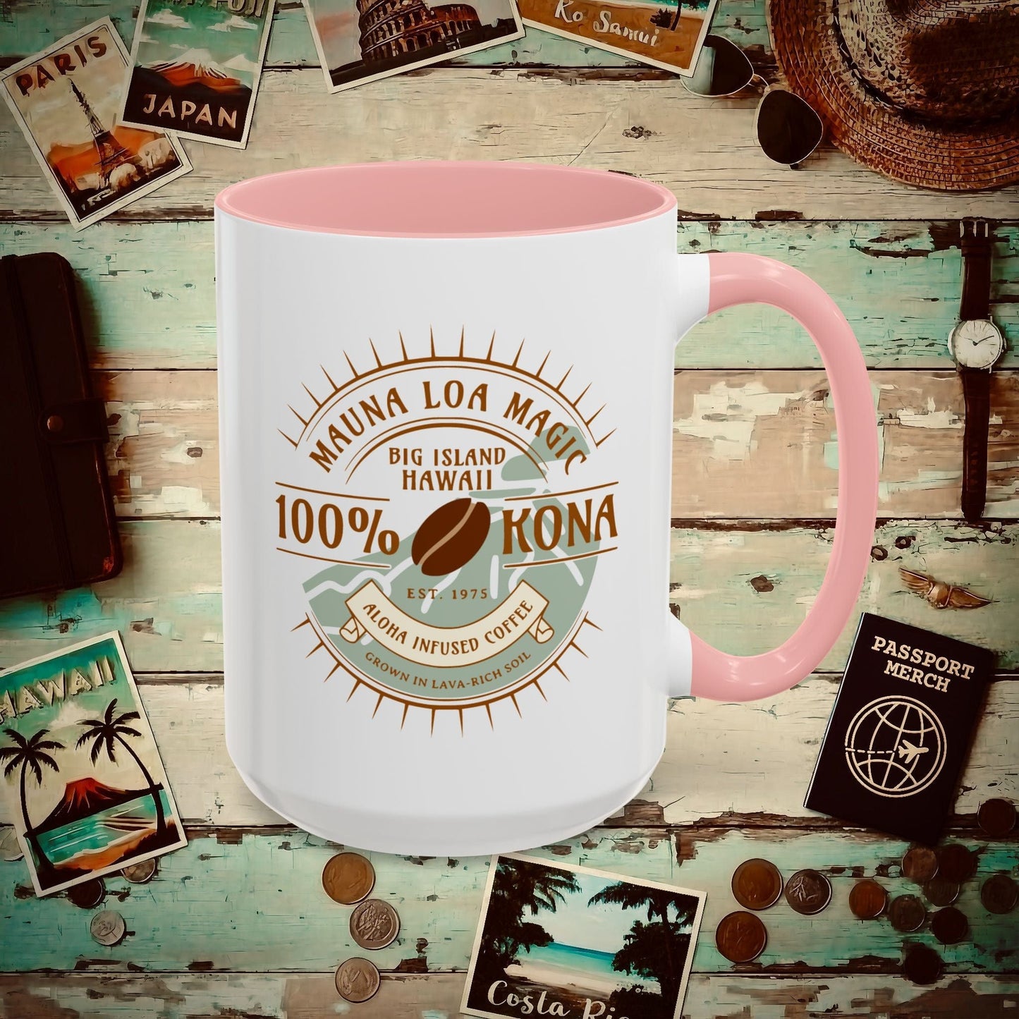 Mauna Loa Magic Kona Coffee Hawaii 15oz Mug Pink / 15oz