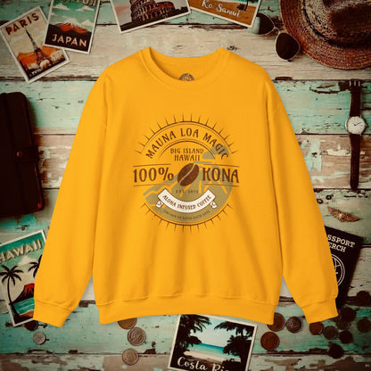 Mauna Loa Magic Kona Coffee Hawaii Crewneck Gold / S
