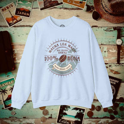 Mauna Loa Magic Kona Coffee Hawaii Crewneck Light Blue / S