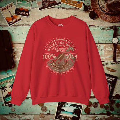 Mauna Loa Magic Kona Coffee Hawaii Crewneck Red / S