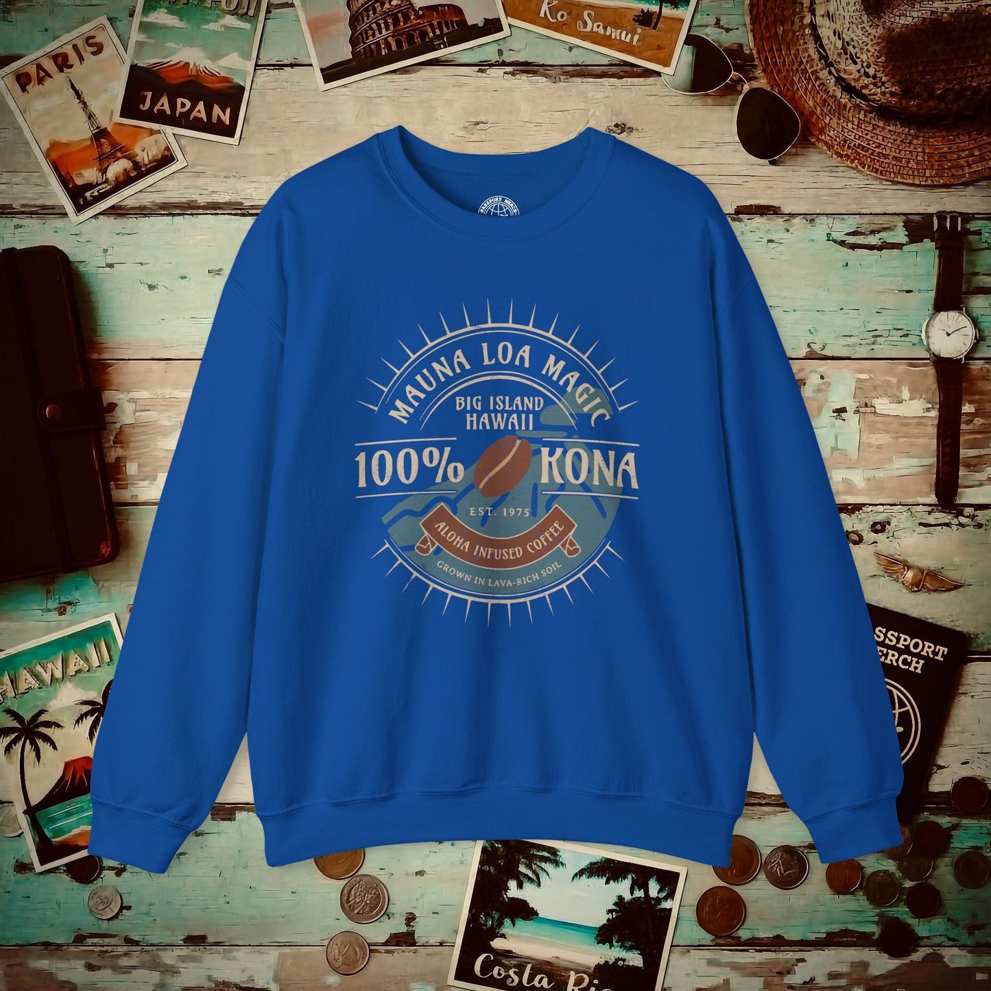 Mauna Loa Magic Kona Coffee Hawaii Crewneck Royal / S