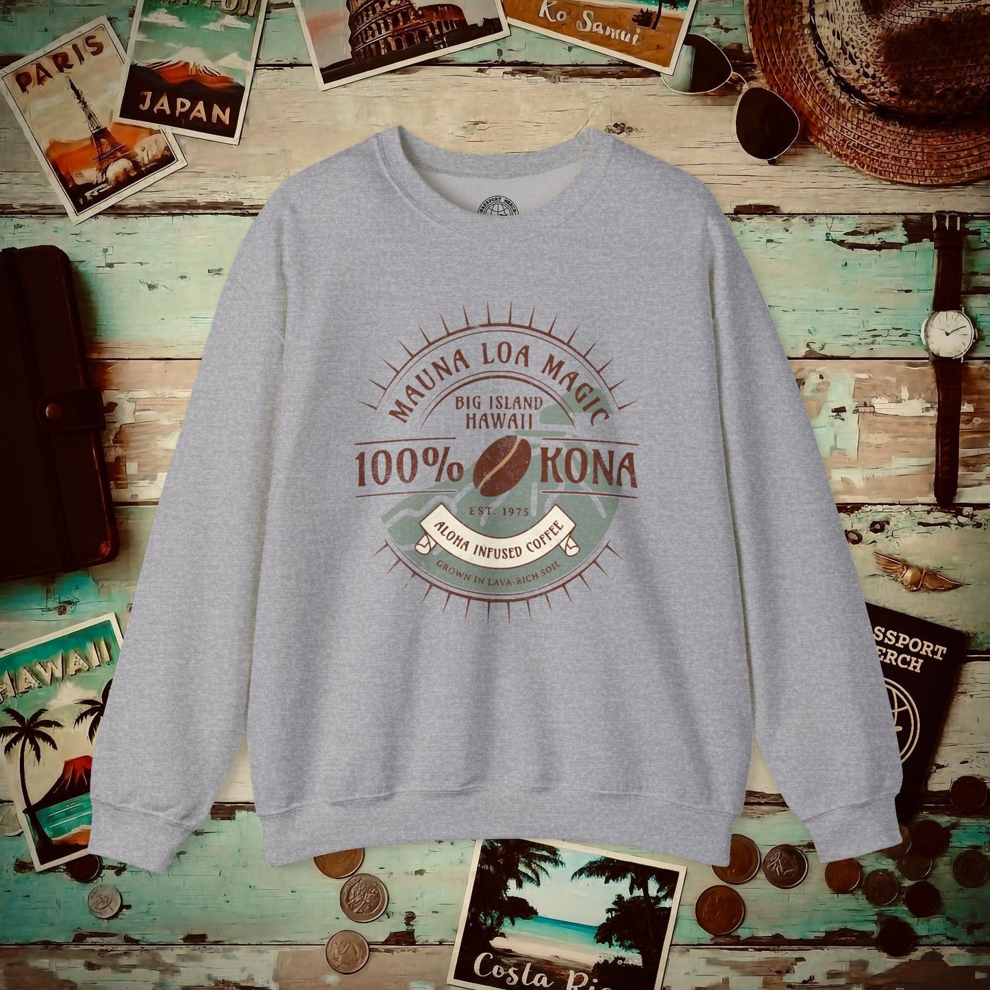 Mauna Loa Magic Kona Coffee Hawaii Crewneck Sport Grey / S