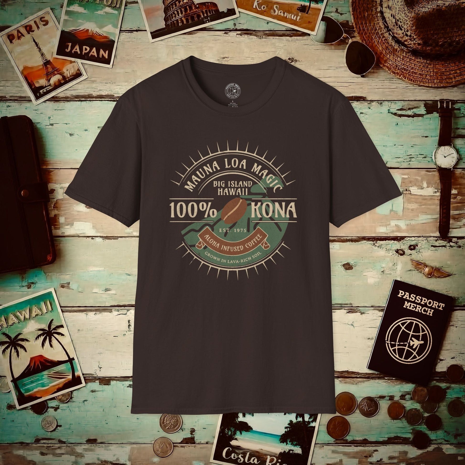 Mauna Loa Magic Kona Coffee Hawaii T-Shirt Dark Chocolate / S