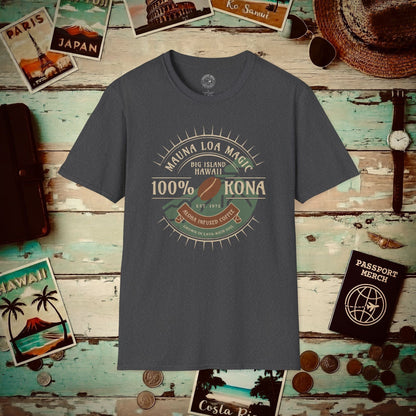 Mauna Loa Magic Kona Coffee Hawaii T-Shirt Dark Heather / S