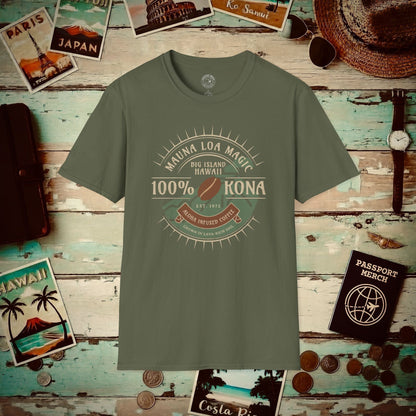 Mauna Loa Magic Kona Coffee Hawaii T-Shirt Military Green / S