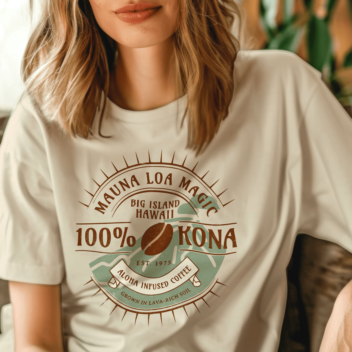 Mauna Loa Magic Kona Coffee Hawaii T-Shirt Sand / S