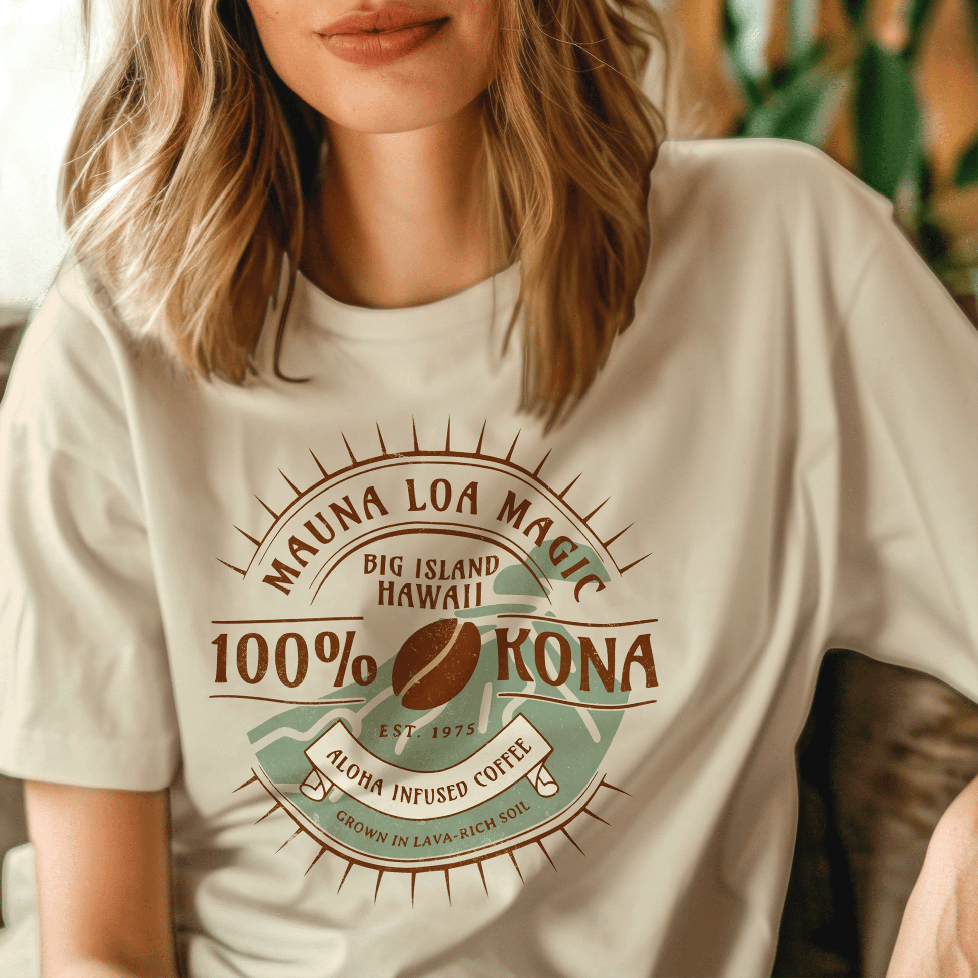 Mauna Loa Magic Kona Coffee Hawaii T-Shirt Sand / S