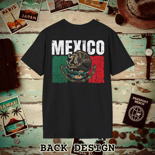 Mexico Vintage Flag Back Print T-Shirt Black / S