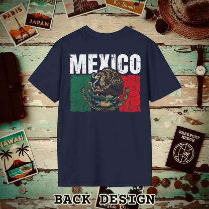 Mexico Vintage Flag Back Print T-Shirt Navy / S
