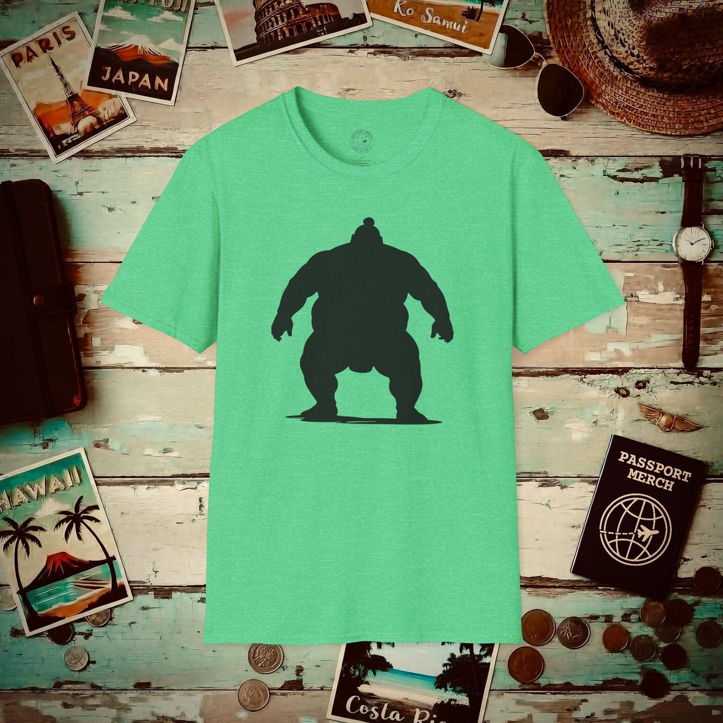 Minimalist Sumo Silhouette, Japan T-Shirt Heather Irish Green / S