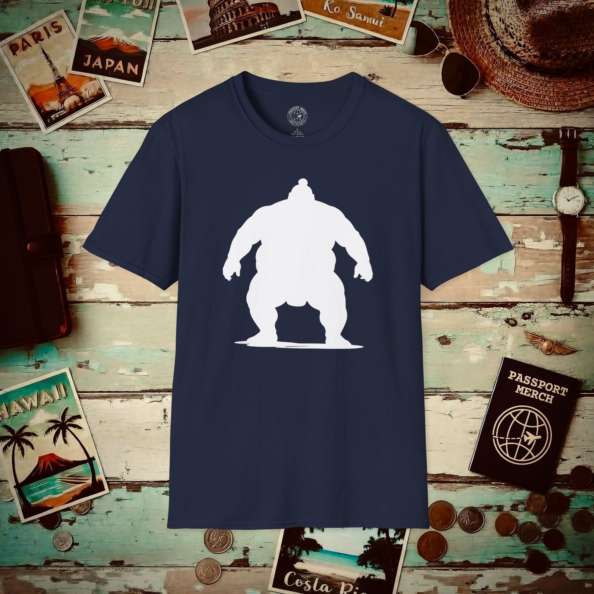 Minimalist Sumo Silhouette, Japan T-Shirt Navy / S