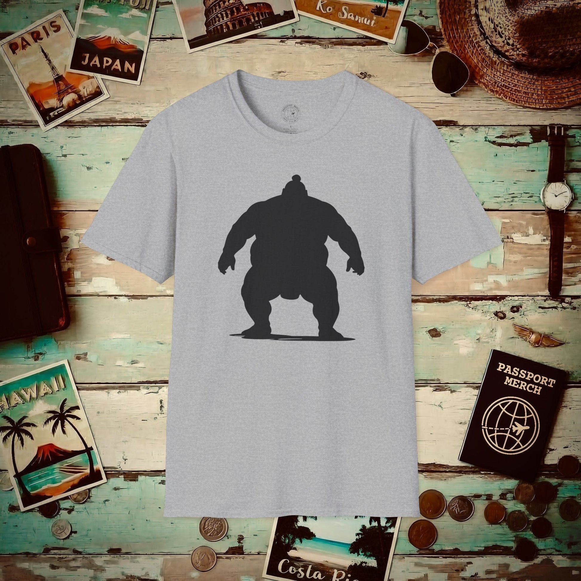 Minimalist Sumo Silhouette, Japan T-Shirt Sport Grey / S