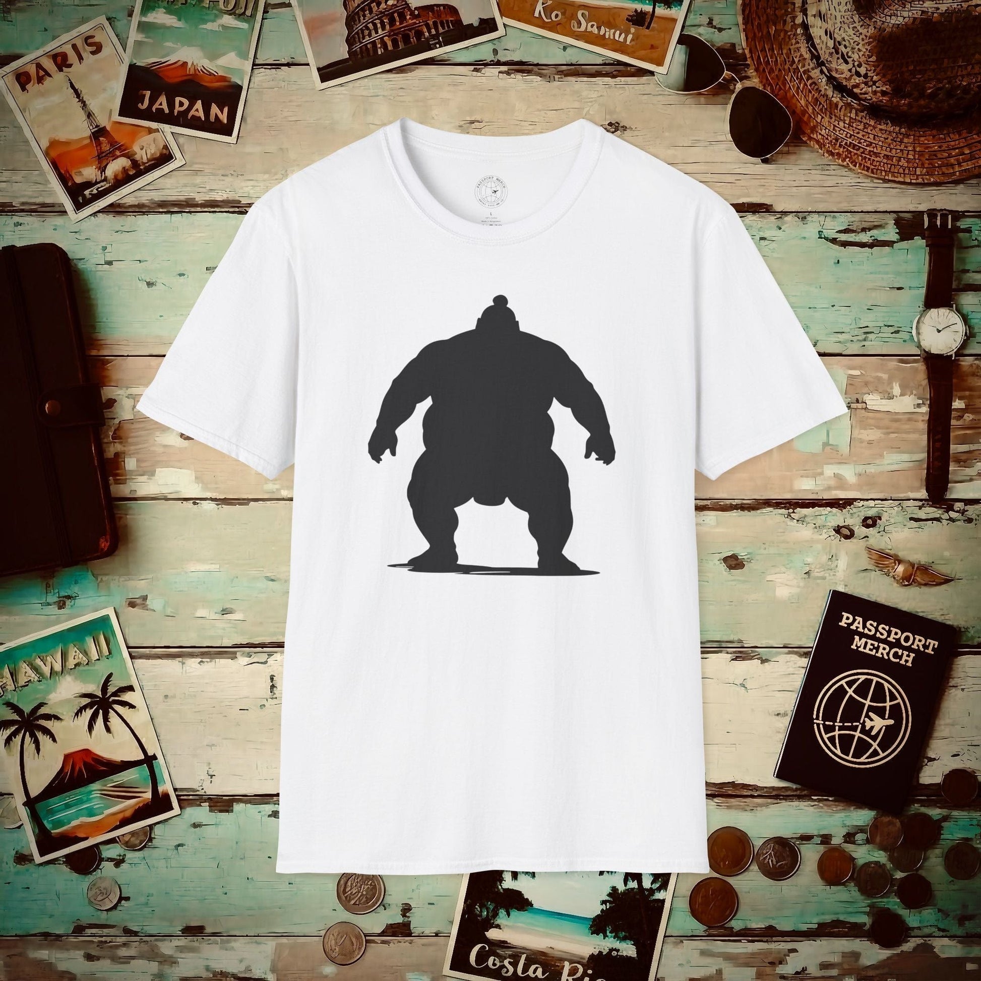 Minimalist Sumo Silhouette, Japan T-Shirt White / S