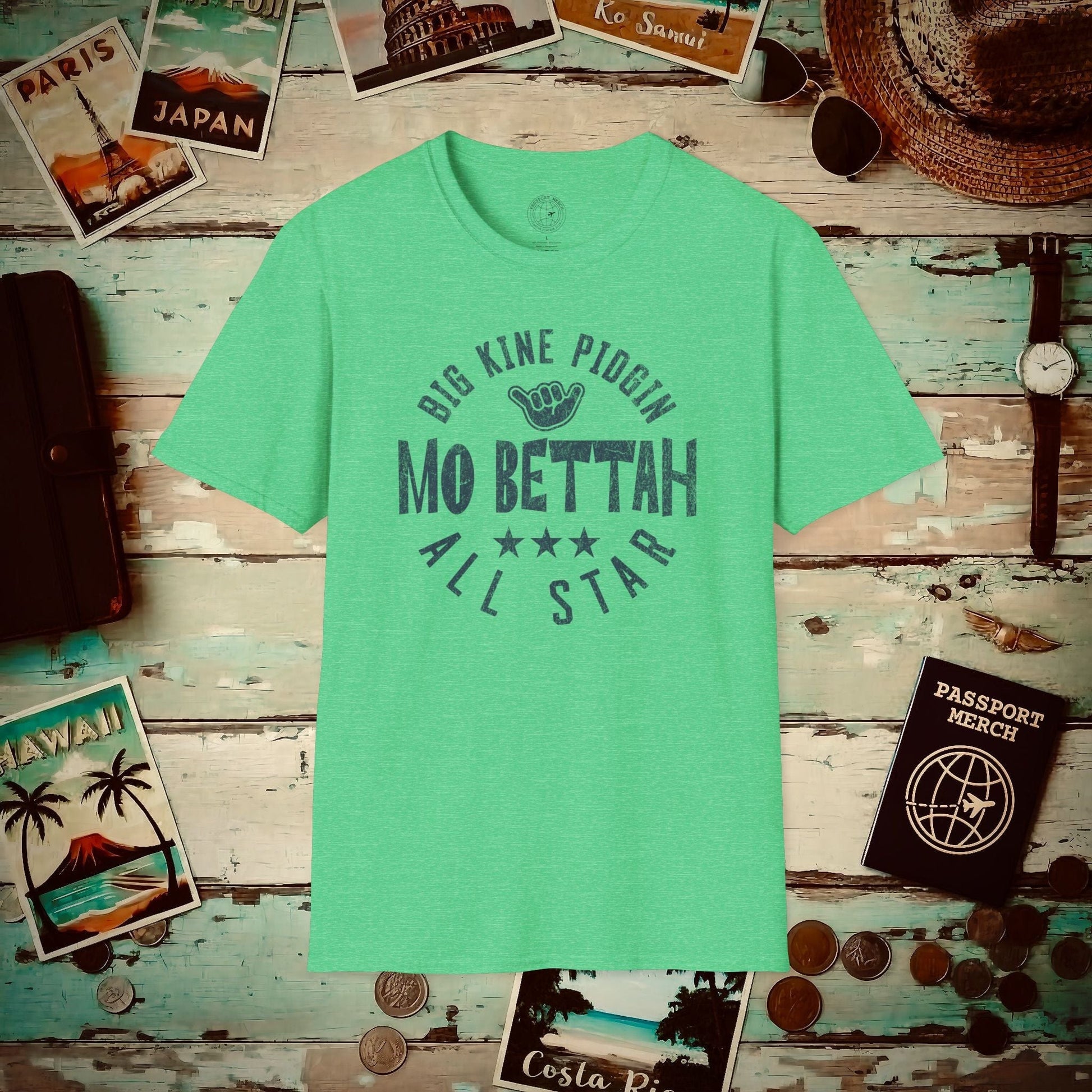 Mo Bettah (Pidgin All Star), Hawaii T-Shirt Heather Irish Green / S