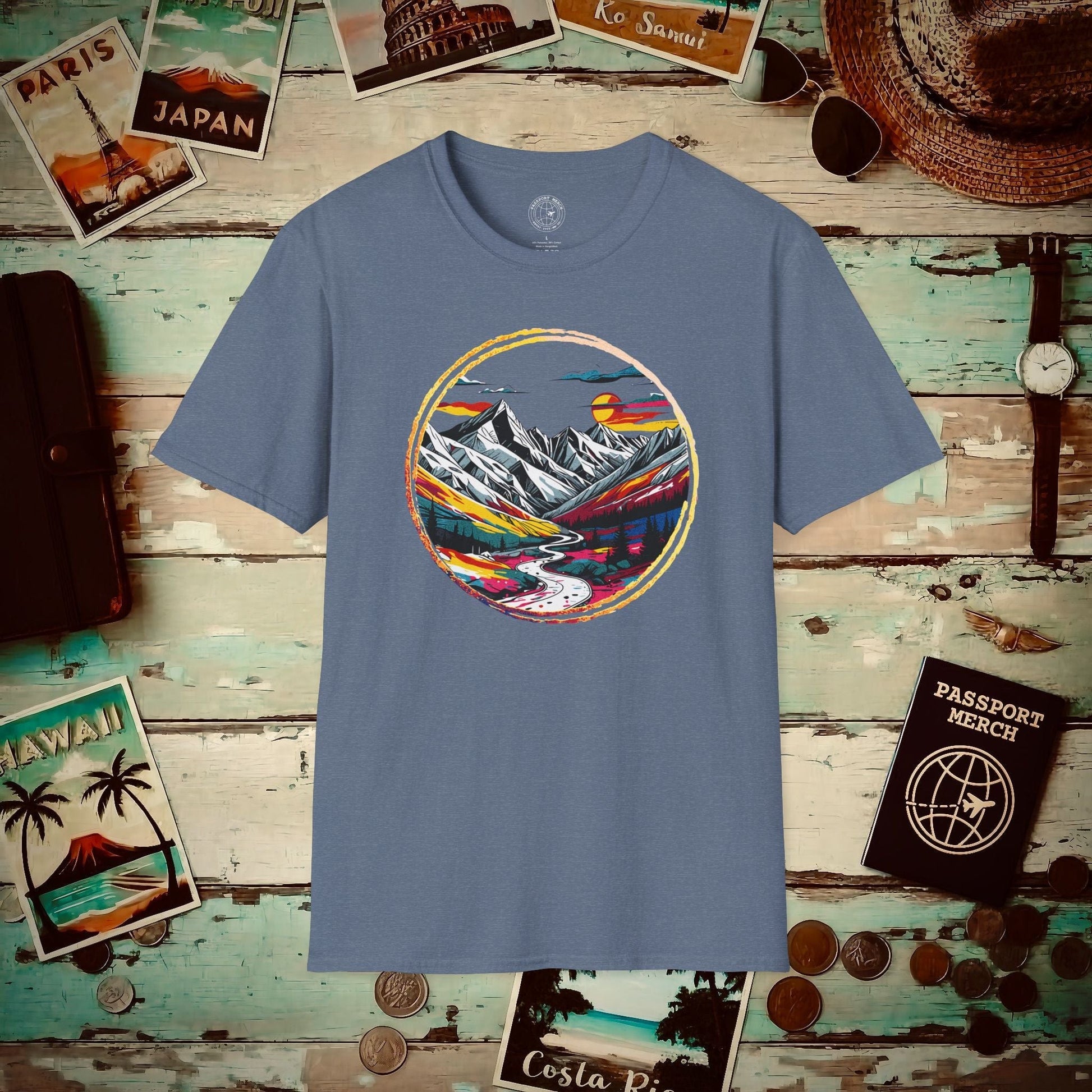 Modern Alpine Wanderlust, Colorado T-Shirt Heather Indigo / S