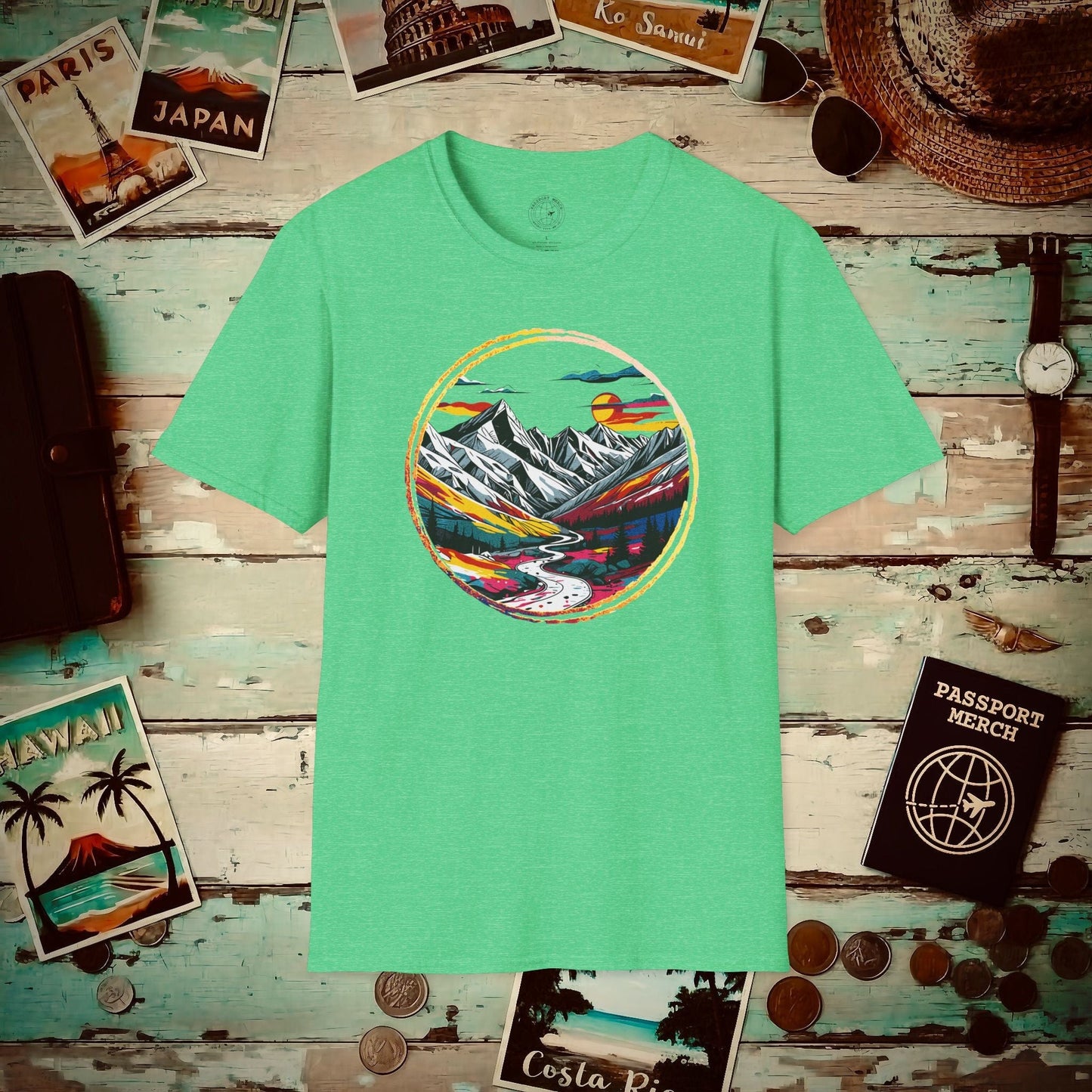 Modern Alpine Wanderlust, Colorado T-Shirt Heather Irish Green / S