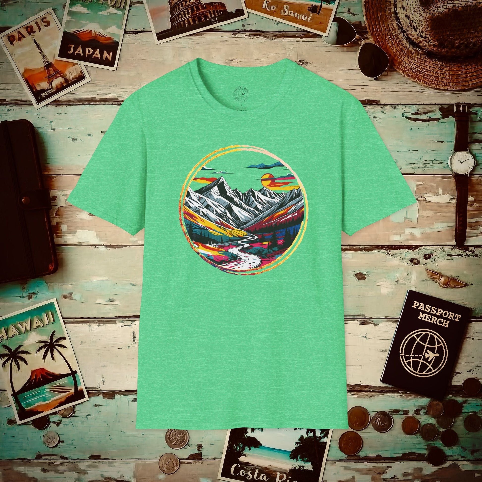 Modern Alpine Wanderlust, Colorado T-Shirt Heather Irish Green / S