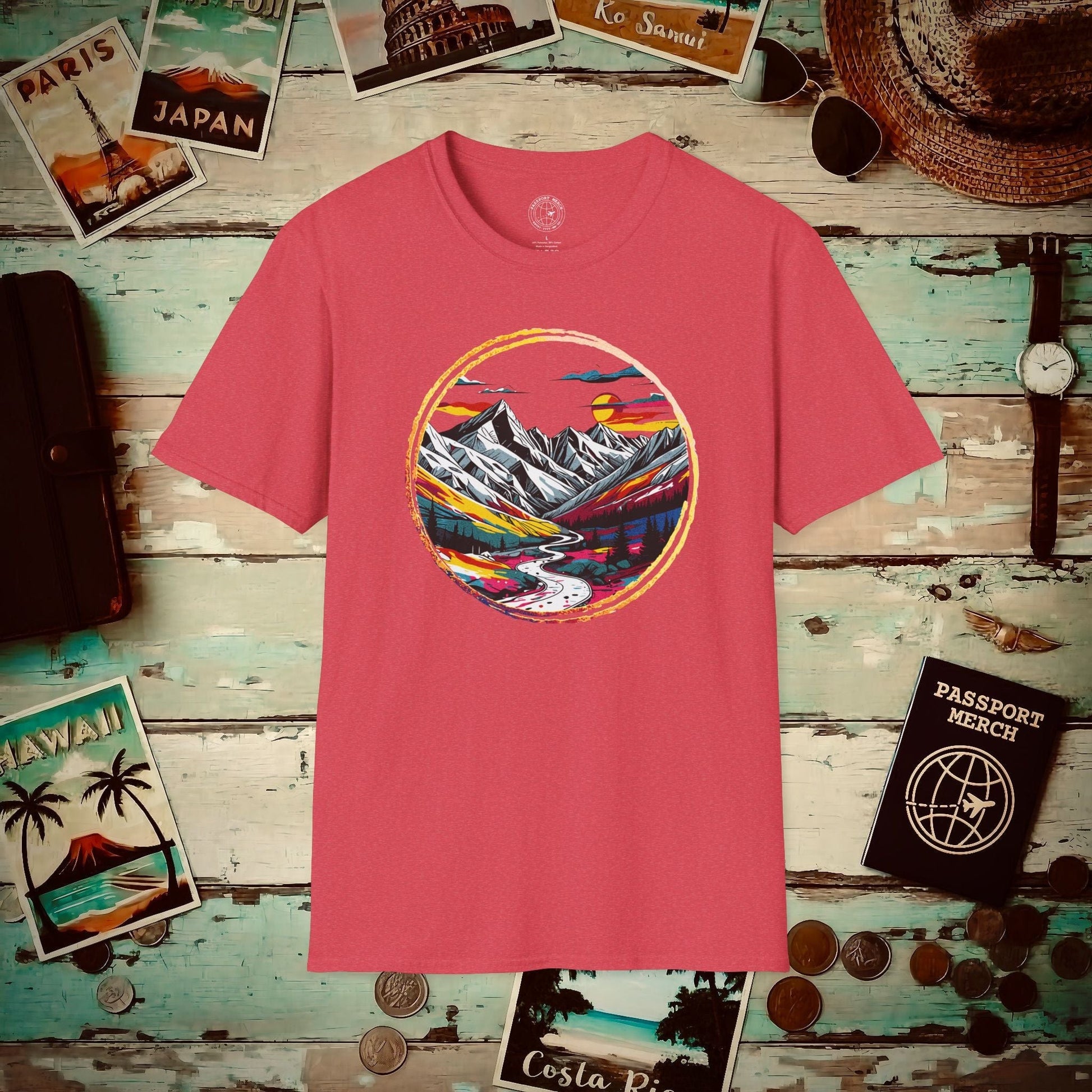 Modern Alpine Wanderlust, Colorado T-Shirt Heather Red / S