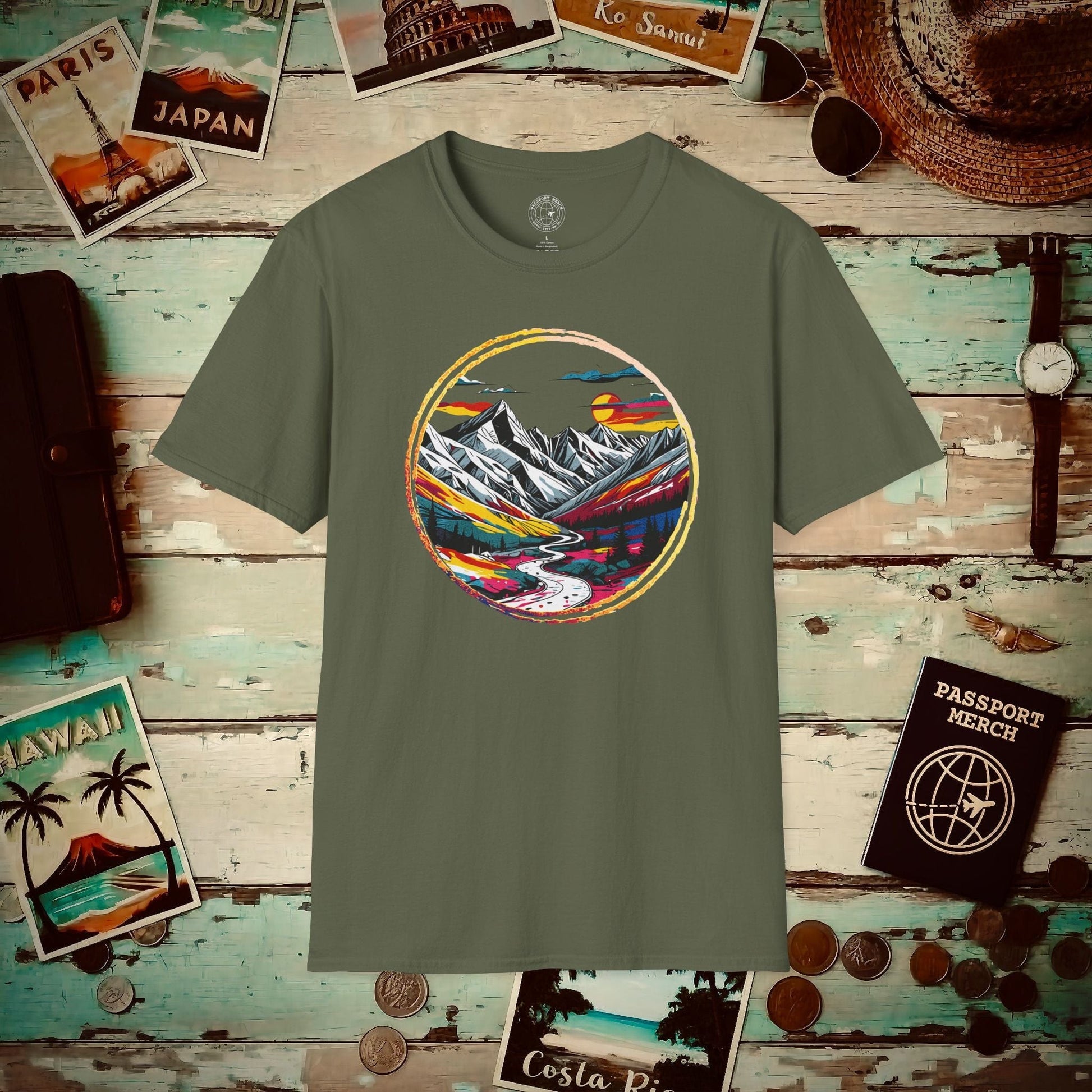Modern Alpine Wanderlust, Colorado T-Shirt Military Green / S