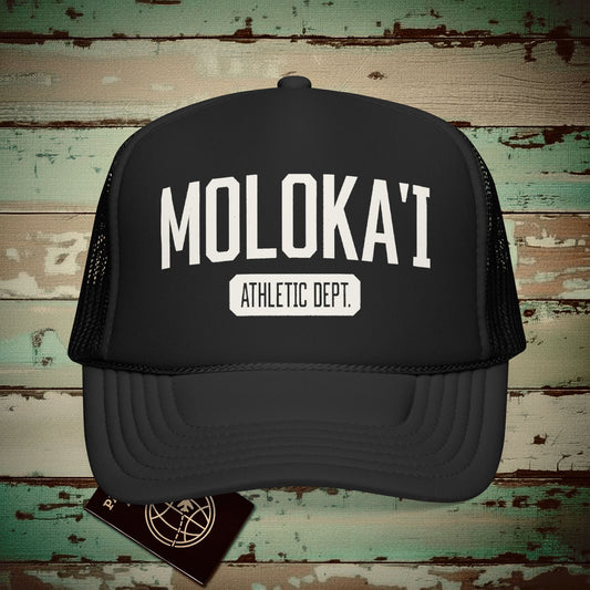 Molokai Athletic Dept. Hawaii Trucker Hat Black / One size