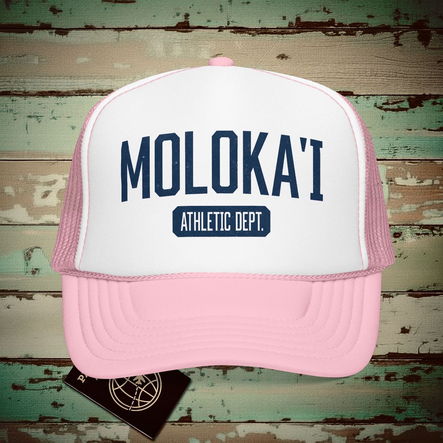 Molokai Athletic Dept. Hawaii Trucker Hat Light Pink/White / One size