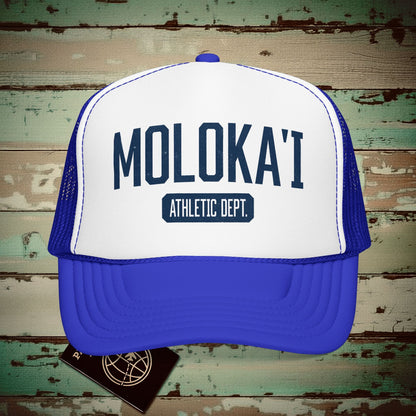 Molokai Athletic Dept. Hawaii Trucker Hat Royal / White / Royal / One size