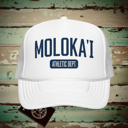 Molokai Athletic Dept. Hawaii Trucker Hat White / One size