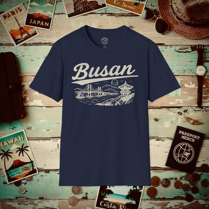 Monochrome Dreams of Busan Korea T-Shirt Navy / S