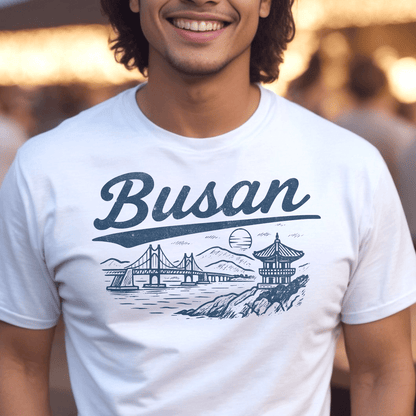 Monochrome Dreams of Busan Korea T-Shirt White / S