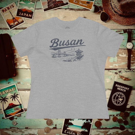 Monochrome Dreams of Busan Korea, Womens Fit T-Shirt Athletic Heather / S