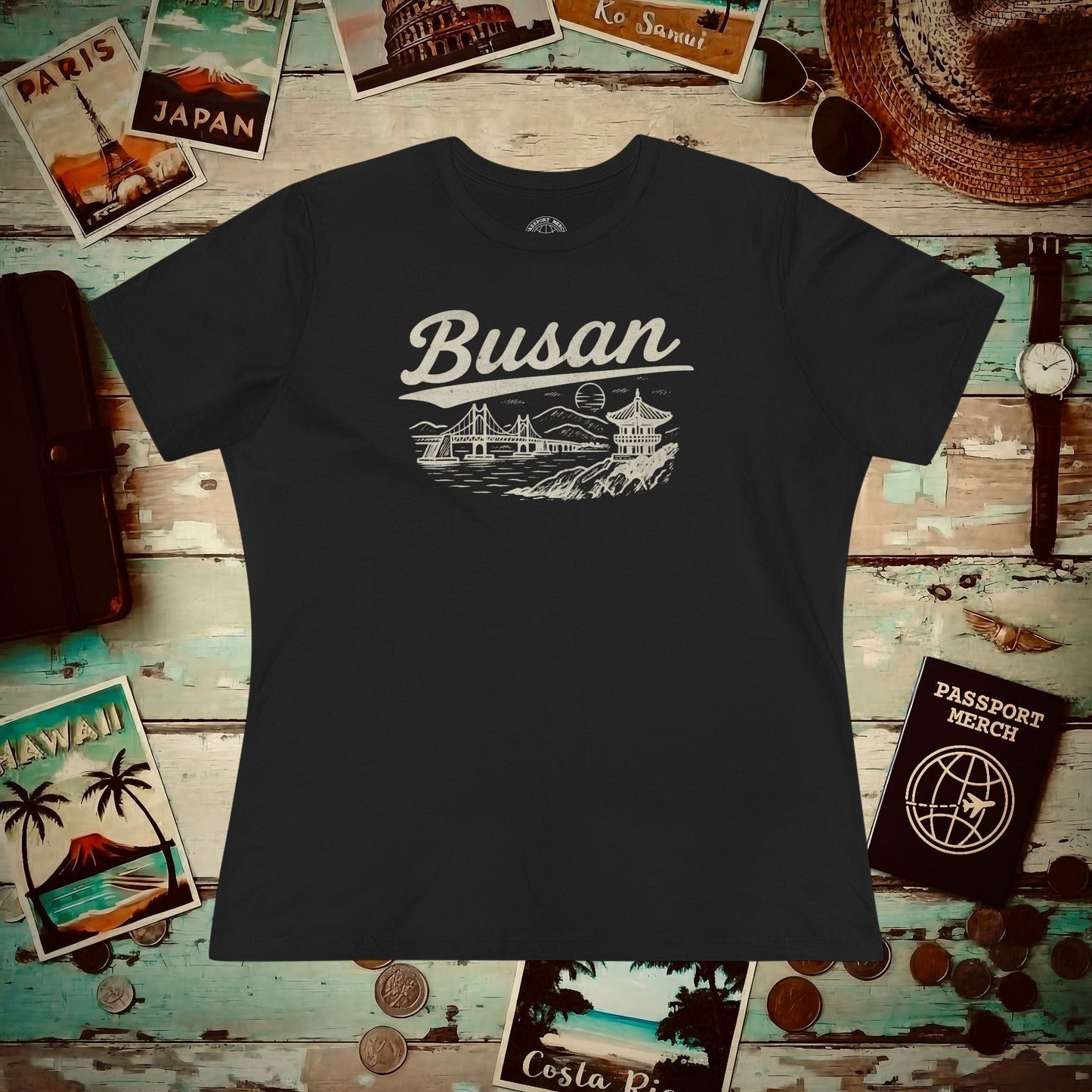 Monochrome Dreams of Busan Korea, Womens Fit T-Shirt Black / S