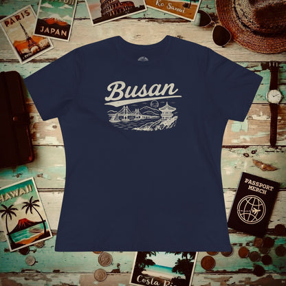 Monochrome Dreams of Busan Korea, Womens Fit T-Shirt Navy / S