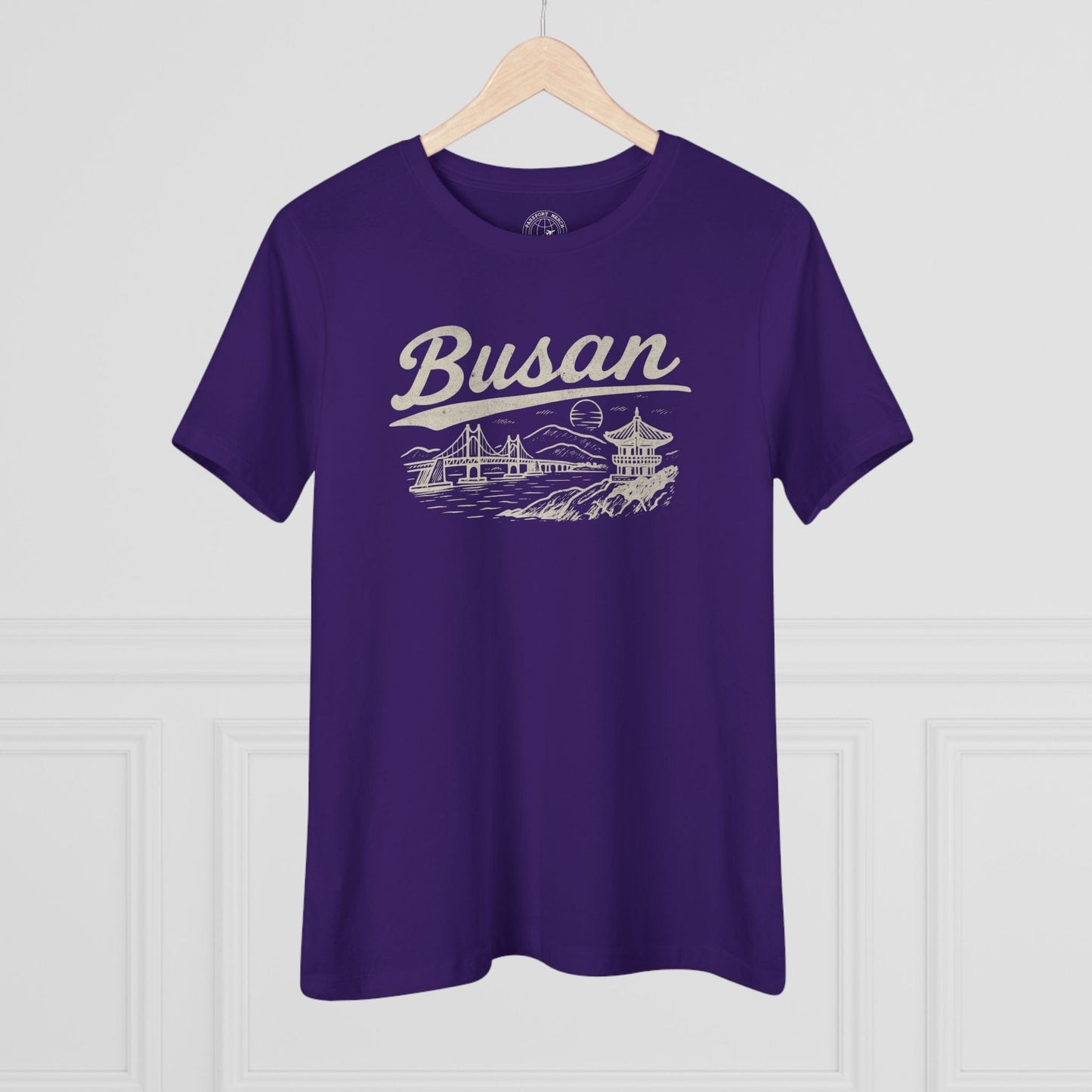 Monochrome Dreams of Busan Korea, Womens Fit T-Shirt Team Purple / S