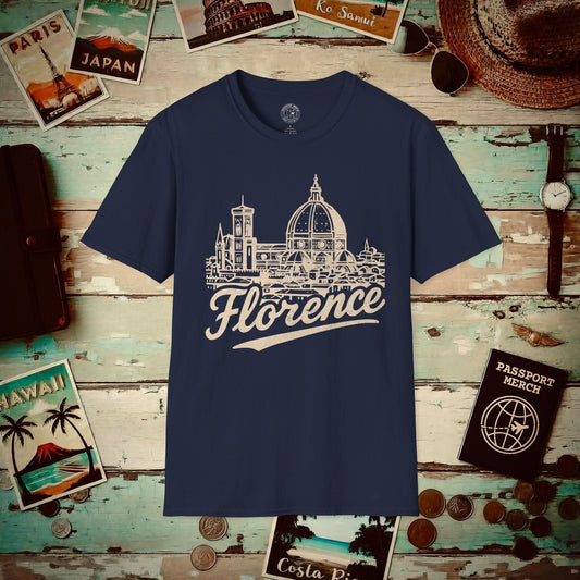 Monochrome Dreams of Florence, Italy T-Shirt Navy / S