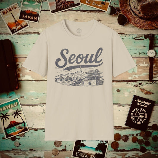 Monochrome Dreams of Seoul Korea T-Shirt Sand / S