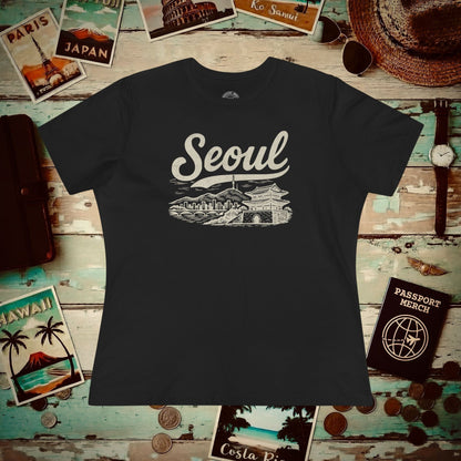 Monochrome Dreams of Seoul Korea, Womens Fit T-Shirt Black / S