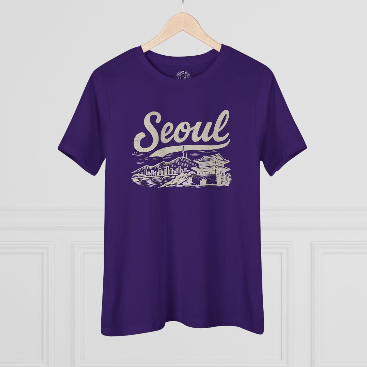 Monochrome Dreams of Seoul Korea, Womens Fit T-Shirt Team Purple / S