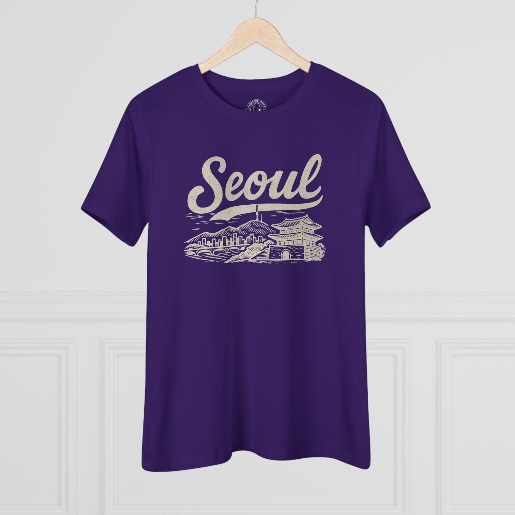 Monochrome Dreams of Seoul Korea, Womens Fit T-Shirt Team Purple / S