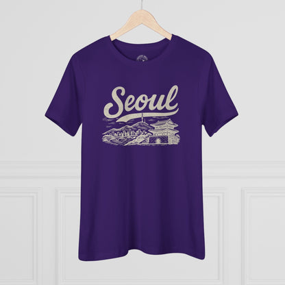 Monochrome Dreams of Seoul Korea, Womens Fit T-Shirt Team Purple / S