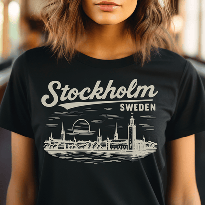 Monochrome Dreams of Stockholm, Sweden T-Shirt Black / S