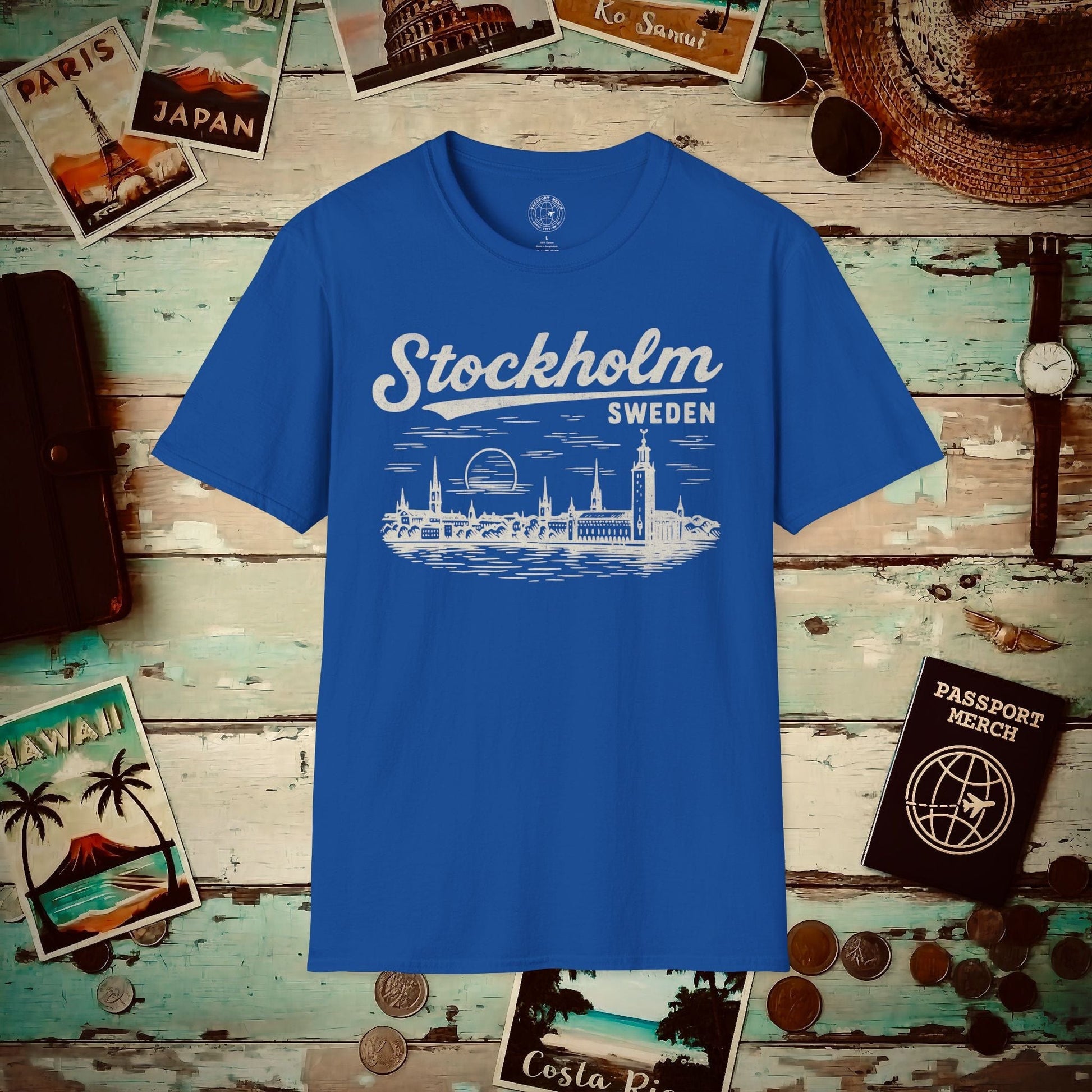 Monochrome Dreams of Stockholm, Sweden T-Shirt Royal / S