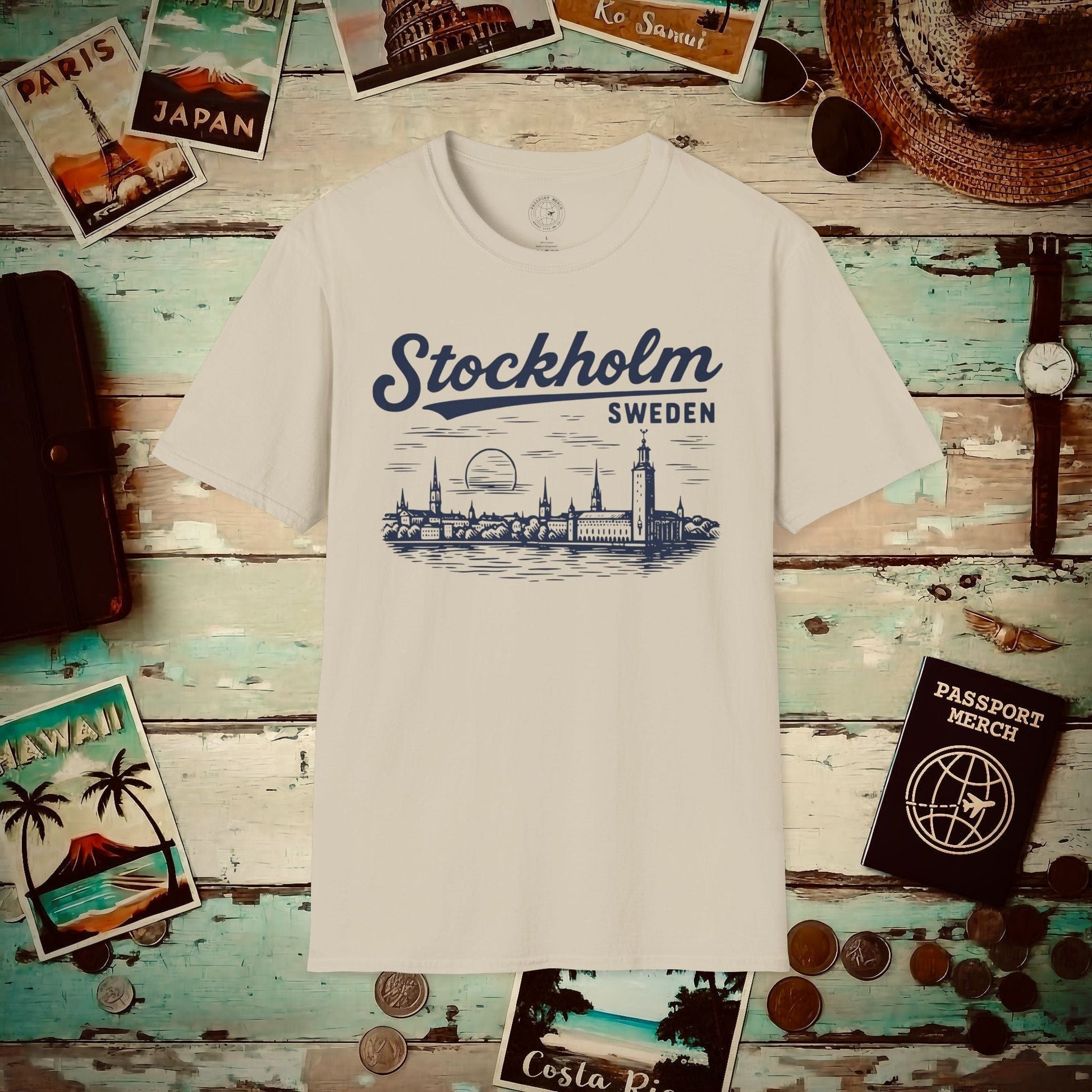 Monochrome Dreams of Stockholm, Sweden T-Shirt Sand / S