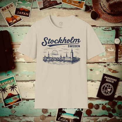 Monochrome Dreams of Stockholm, Sweden T-Shirt Sand / S