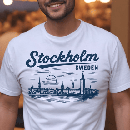 Monochrome Dreams of Stockholm, Sweden T-Shirt White / S