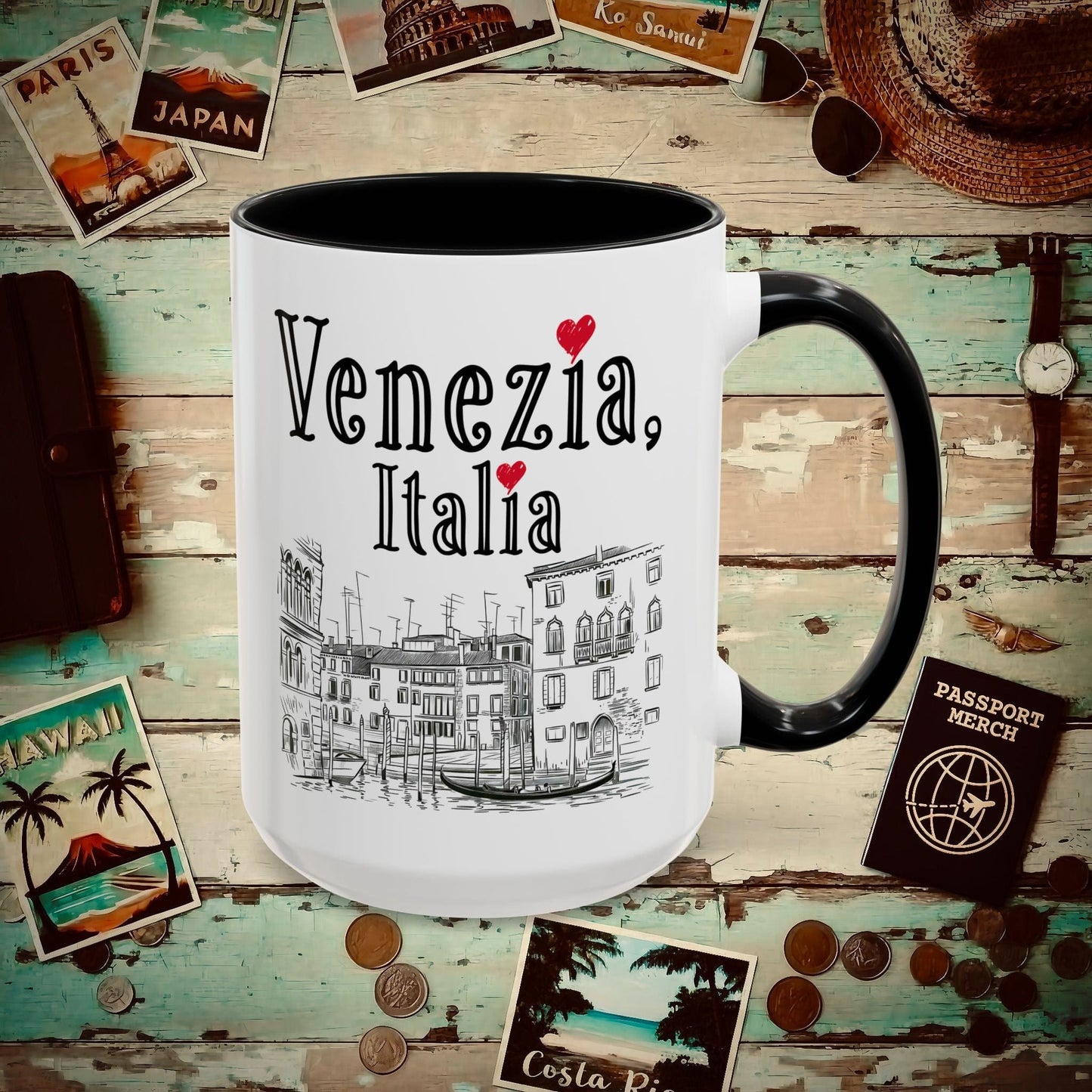 Monochrome Dreams of Venice Italy 15oz Mug Black / 15oz