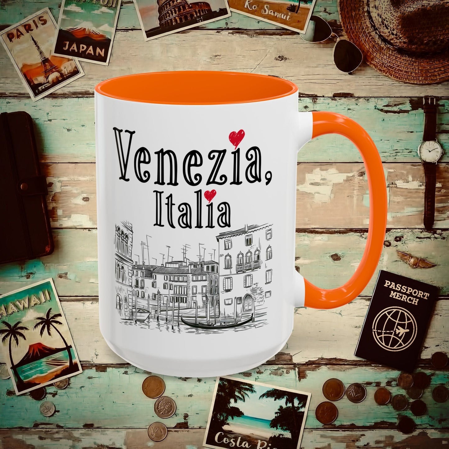 Monochrome Dreams of Venice Italy 15oz Mug Orange / 15oz